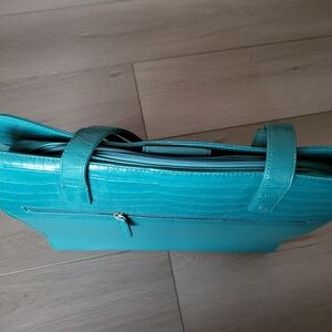 Buxton Turquoise Faux Leather Laptop Tote